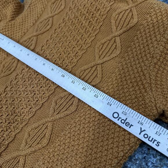 LL Bean Signature Sweater Womens Small Orange Cable Knit Cowl Neck Cotton - Picture 3 of 7